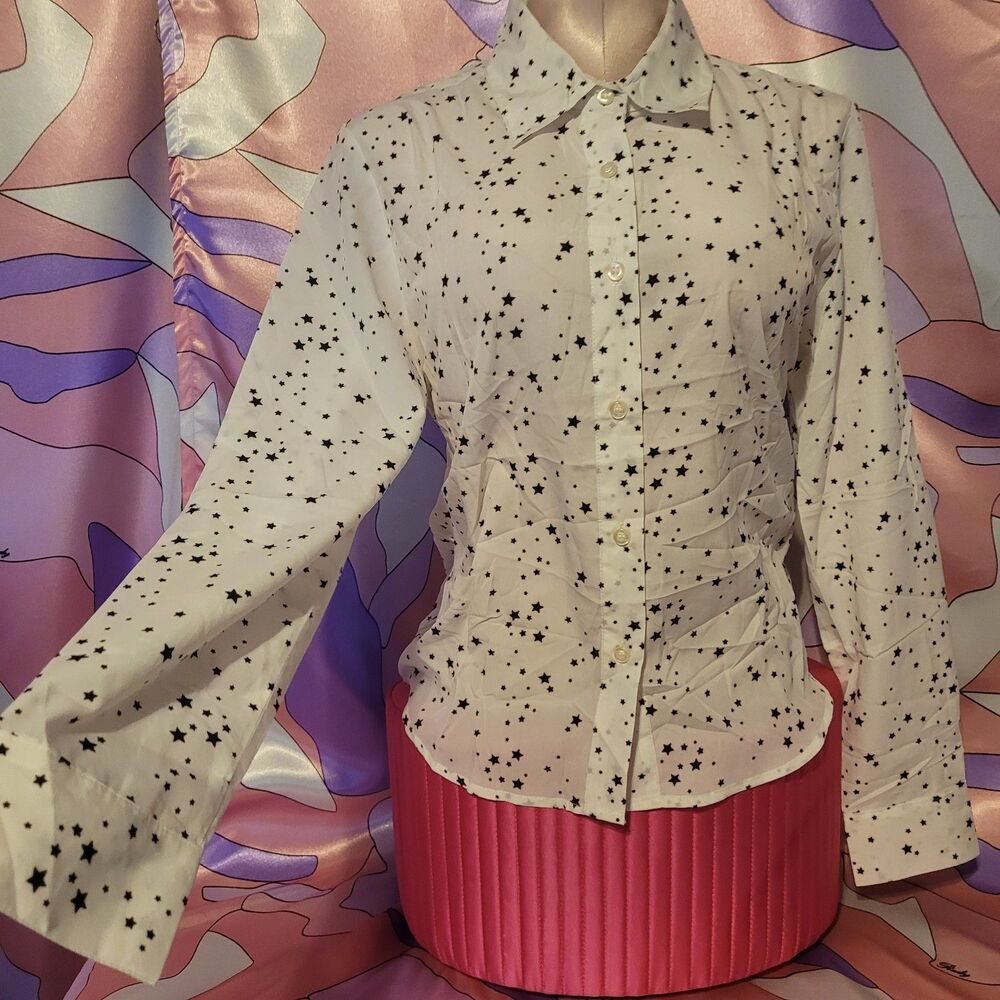 Maison Gilfy Star Top Blouse Sz Small White Jfashion Harajuku Kawaii Y2K Lolita